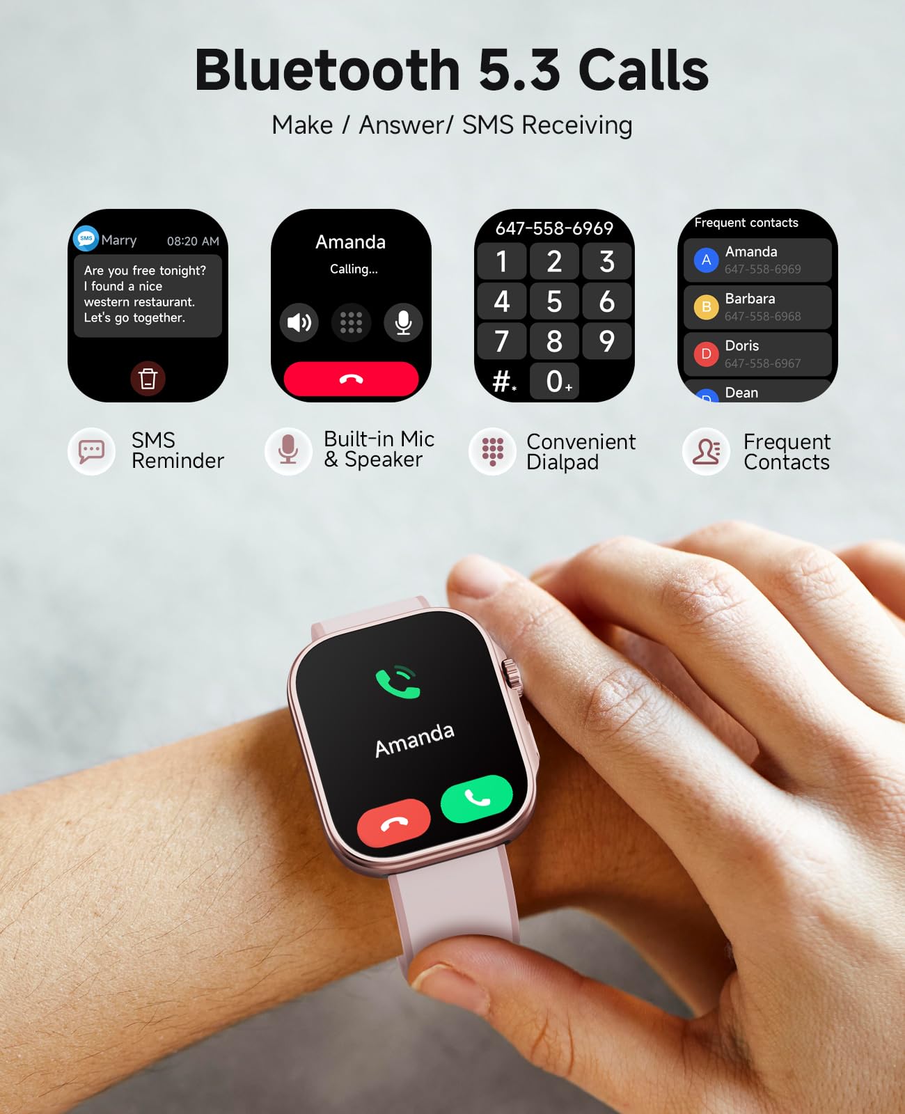 Souyie Smart Watch, Ppg Blood Pressure Monitor, Ai Running Plan, 3Atm Waterproof Fitness Tracker, 1.99 '' Amoled Display, Heart